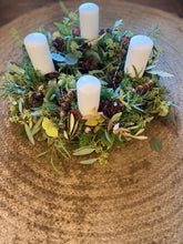 Indlæs billede til gallerivisning Adventskrans med bloklys
