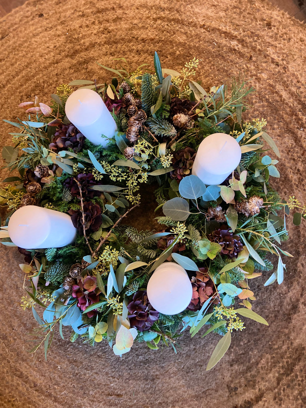 Adventskrans med bloklys